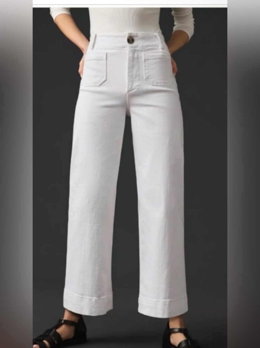 Pilcro Anthropologie Colette. Women's High-Rise Wide-Leg Jeans - White